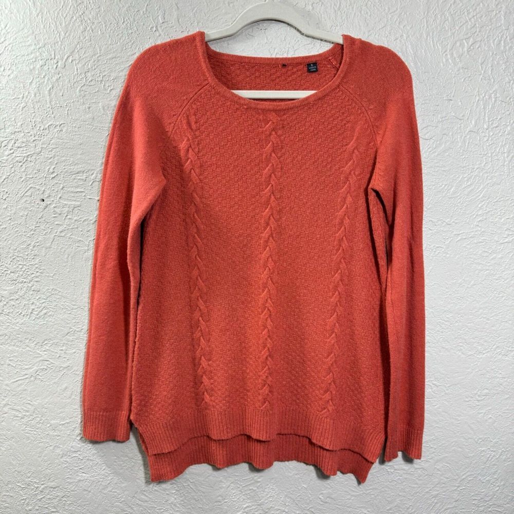 Cyrus Coral Cable Knit Scoop Neck Sweater
